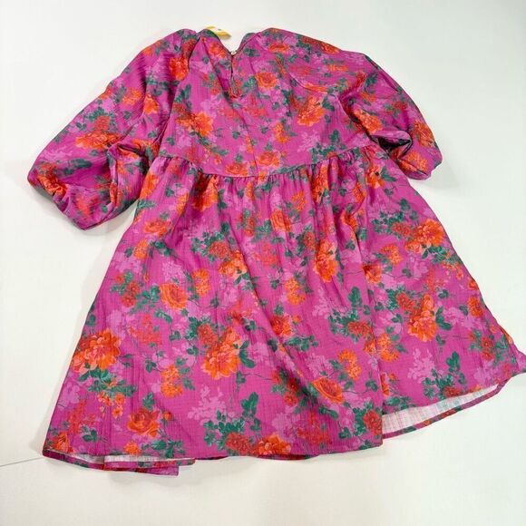 Fantastic Fawn Dress Womens Medium Pink Floral Puff Sleeve Mini NWT Cottagecore - Picture 10 of 12